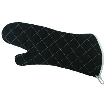 Black elbow length mitt facing to the left.