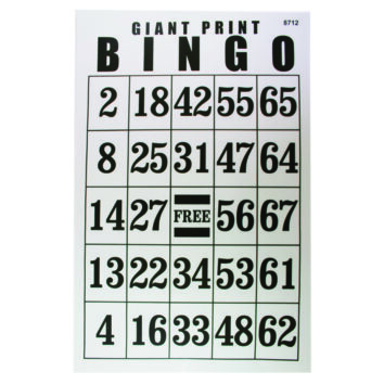 Jumbo Laminated Bingo Card