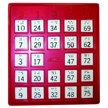 Braille and Tactile Red Bingo Card