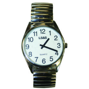 Low Vision Watch with white face from the front.