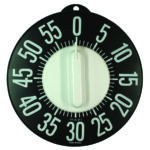 Black low vision timer with white numbers from the front.