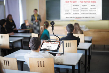 Prodigi Connects' wireless distance camera allows students to sit with their peers, anywhere in the classroom, rather than always right up front.