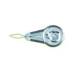 Wire Needle Threader with embossed woman's head on it.