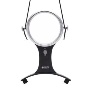 Circular hands free magnifier with neck cord