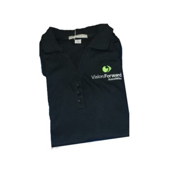 Vision forward polo, folded. The Vision Forward logo is seen on the breast.