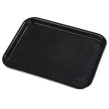 Black tray seen from the top.