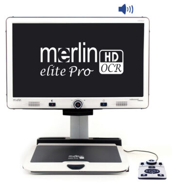 Merline Elite Pro from the front. The words "Merlin Elite Pro HD OCR" are on the screen.