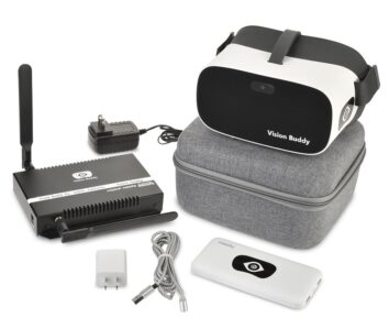 Vision Buddy with the transitter box, case, cables and external battery.