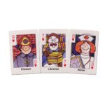 three cards of a fireman, librian and nurse