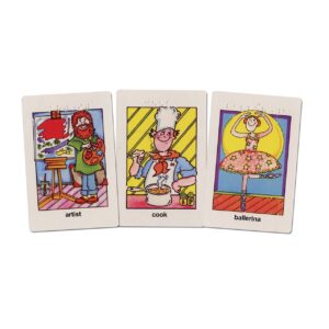 3 cards each with an artist , cook and ballerina