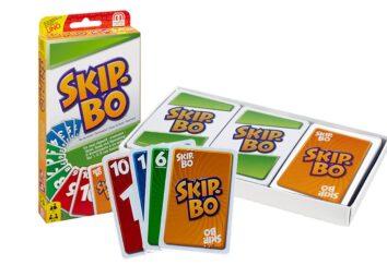 a Skip-Bo box with bright color cards