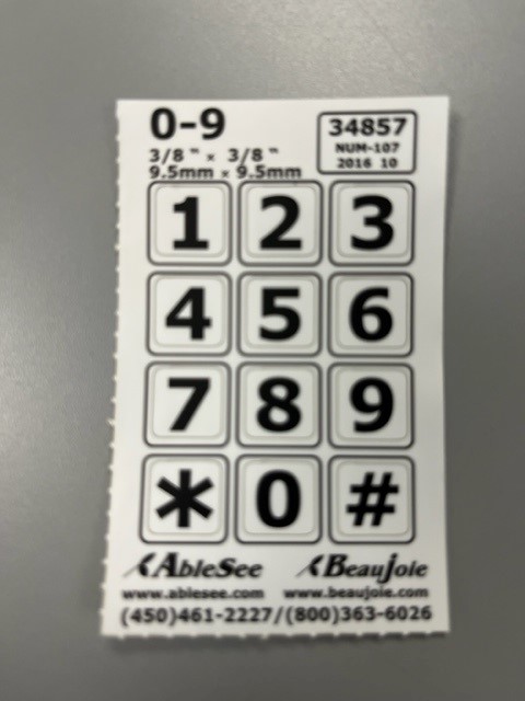 Telephone Stickers - Black on White - Numbers Only