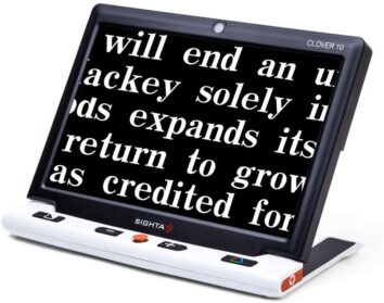 The Clover 10 is seen from the front displaying text on its screen