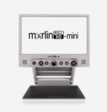 The Merlin Mini low vision magnifier shows its name on the screen