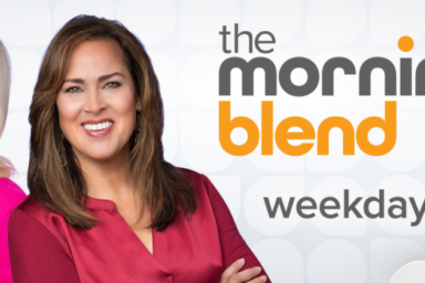 Picture of Morning Blend hosts and copy "The Morning Blend weekdays at 9 am"