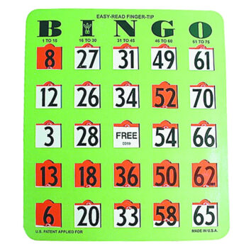 Hi visibility Bingo card, Bingo for the visually impaired, games for the visually impaired, large print Bingo card with shutters