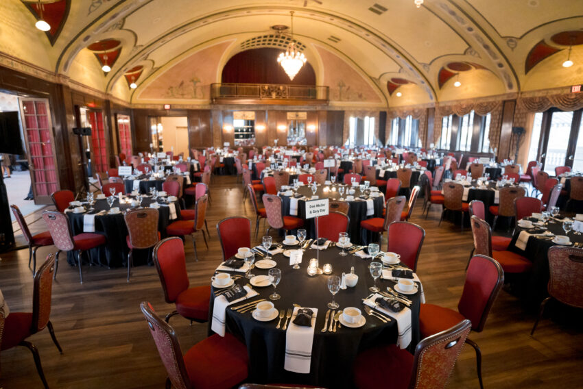 Room with tables set at the wisconsin club without people