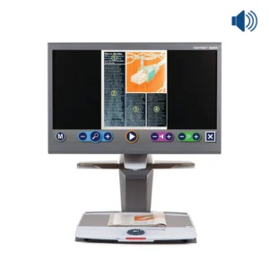 The Clearview+ in OCR mode, showing a document on the screen.