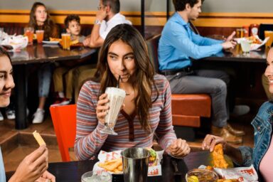 People eating at table