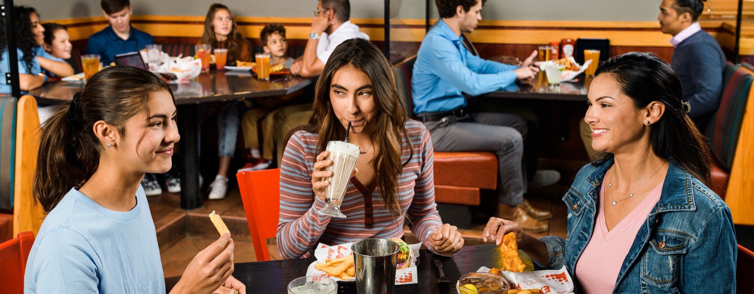 People eating at table