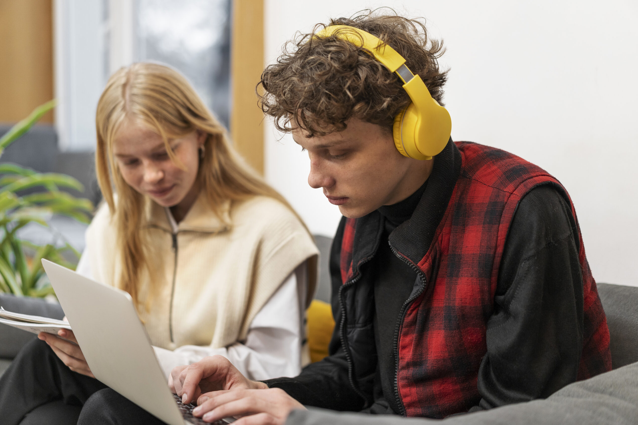 teens working on computers