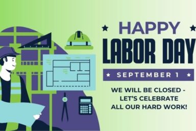 Happy Labor Day with a picture of a construction guy