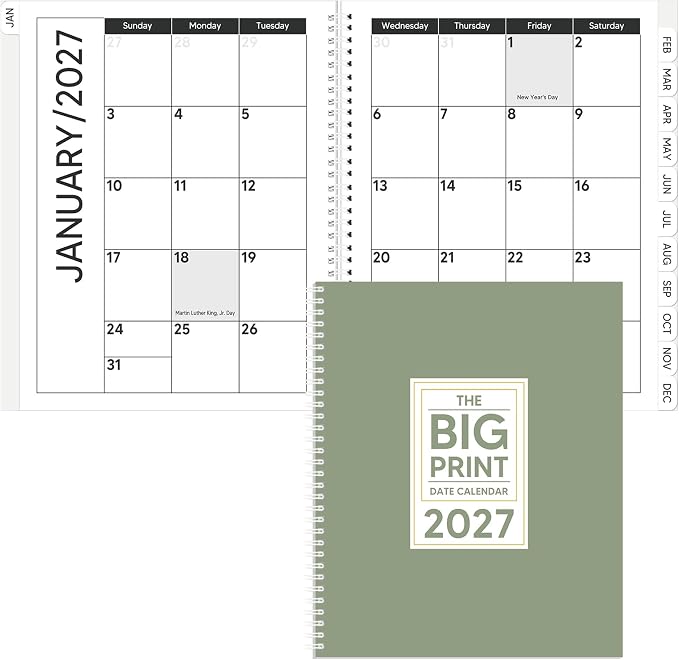 Big Print Date Calendar 2027